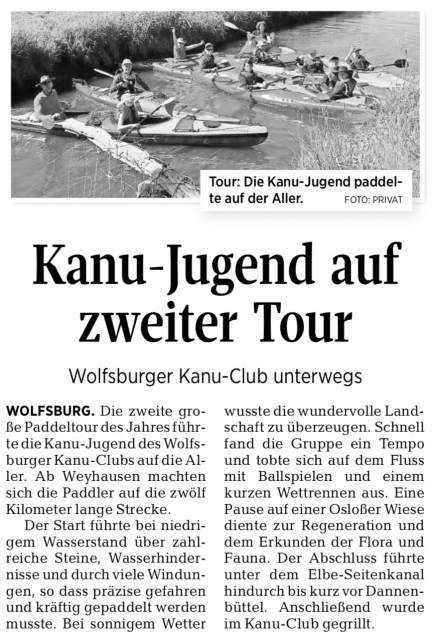 Kanujugend paddelte 12km auf der Aller