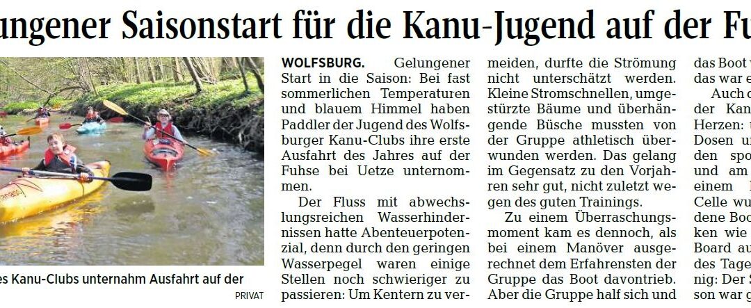 Saisonstart der Kanujugend auf der Fuhse