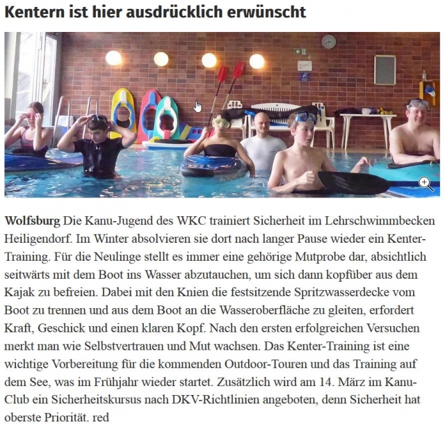 Kanu-Jugend absolviert Kentertraining
