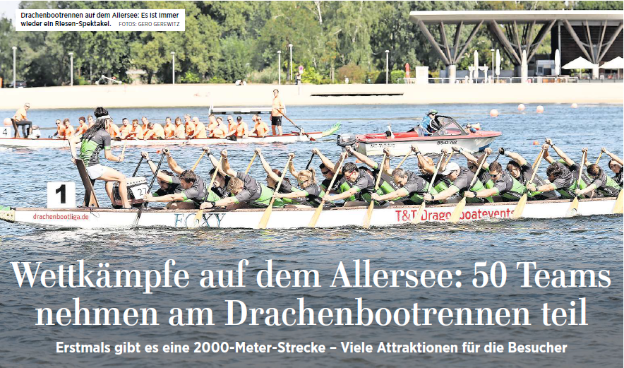 Wolfsburger Drachenboot Cup 02. – 03.09. auf dem Allersee